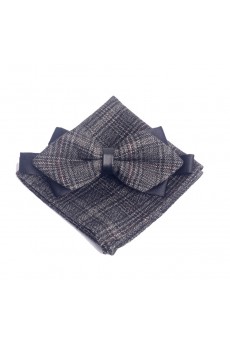 Gray Plaid Microfiber 
Bow Tie and Pocket Square