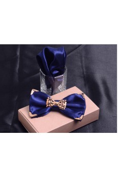 Blue Solid Microfiber 
Bow Tie and Pocket Square
