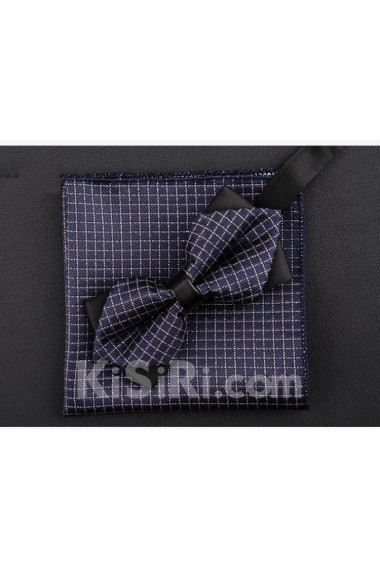 Blue Checkered Microfiber 
Bow Tie and Pocket Square