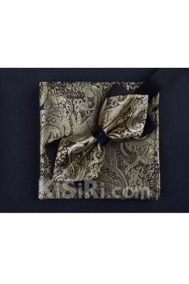 Gold Floral Microfiber 
Bow Tie and Pocket Square
