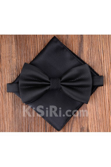 Black Solid Microfiber 
Bow Tie and Pocket Square