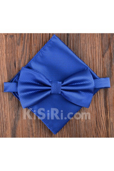 Blue Solid Microfiber 
Bow Tie and Pocket Square