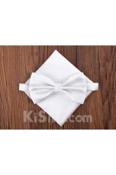 White Solid Microfiber 
Bow Tie and Pocket Square