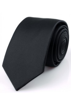 Black Solid Microfiber Skinny Ties