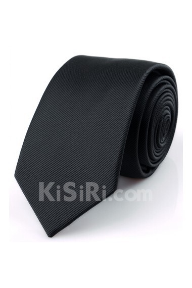 Black Solid Microfiber Skinny Ties