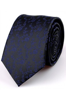 Black Floral Microfiber Skinny Ties