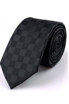Black Checkered Microfiber Skinny Ties