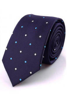 Blue Polka Dot Microfiber Skinny Ties