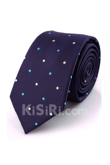 Blue Polka Dot Microfiber Skinny Ties