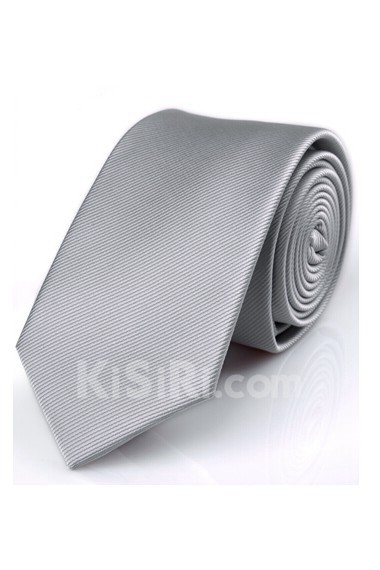 Gray Solid Microfiber Skinny Ties