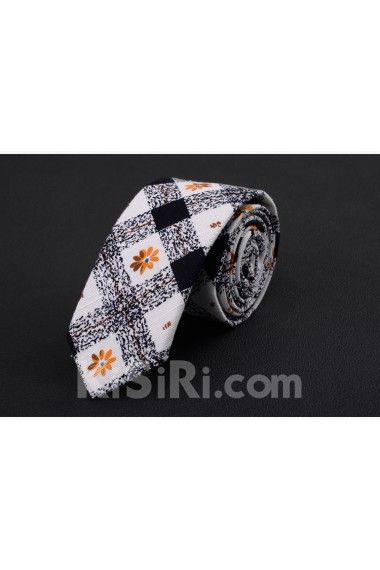 White Floral Silk Novelty Tie