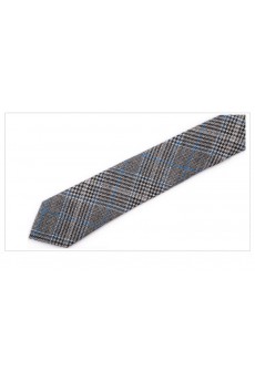 Gray Plaid Wool Skinny Ties