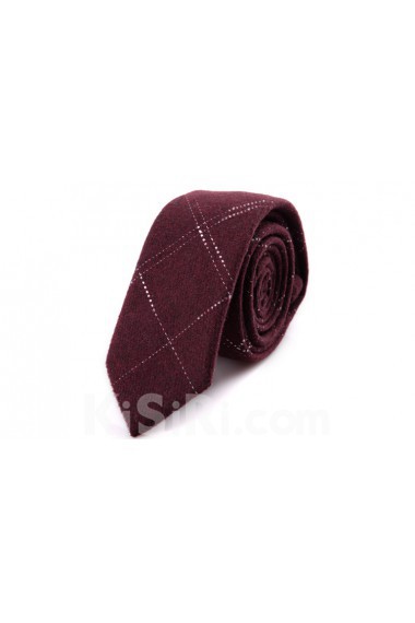 Red Plaid Wool Skinny Ties