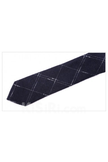 Blue Plaid Wool Skinny Ties