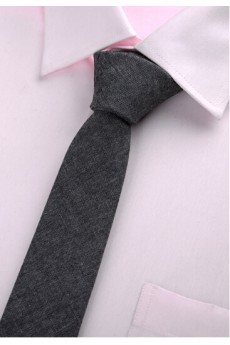 Gray Solid Cotton Skinny Ties
