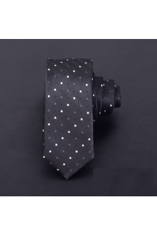 Black Polka Dot Microfiber Skinny Ties