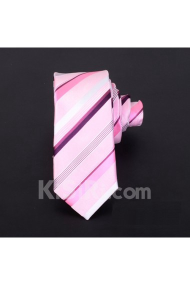 Pink Striped Microfiber Skinny Ties