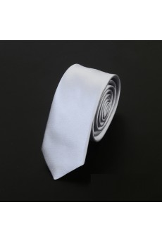 Silver Solid Microfiber Skinny Ties