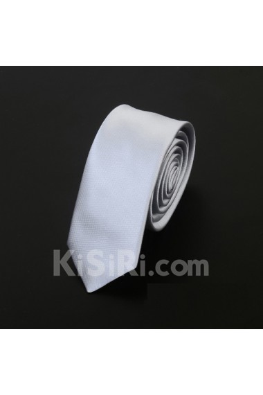 Silver Solid Microfiber Skinny Ties