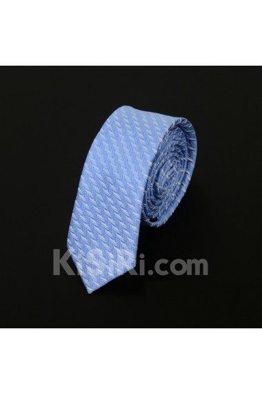 Blue Striped Microfiber Skinny Ties