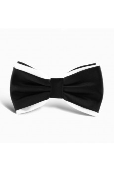 Black Solid Microfiber Butterfly Bow Tie