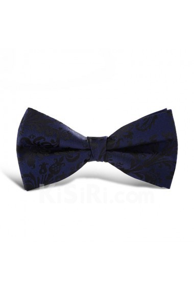 Blue Floral Microfiber Butterfly Bow Tie