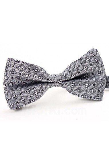 Gray Floral Microfiber Butterfly Bow Tie