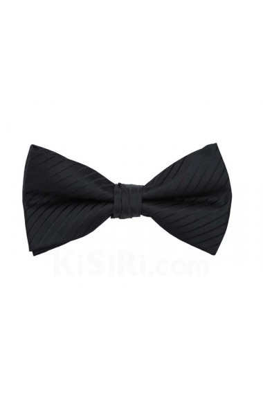 Black Striped Cotton & Polyester Butterfly Bow Tie