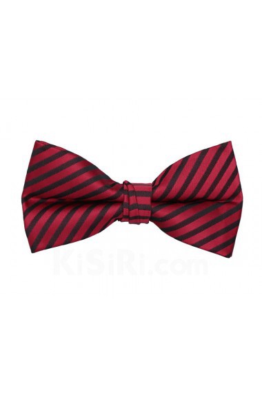 Red Striped Cotton & Polyester Butterfly Bow Tie