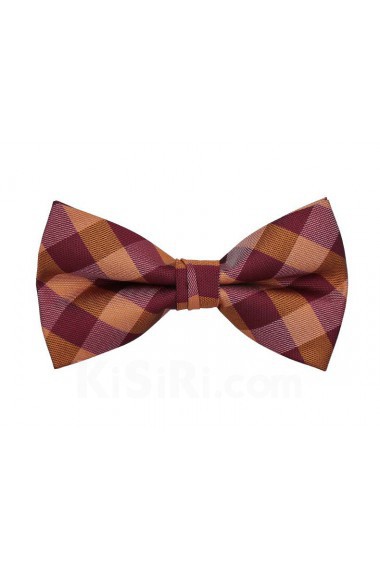 Red Checkered Cotton & Polyester Butterfly Bow Tie