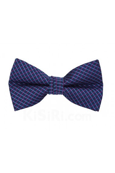 Blue Checkered Cotton & Polyester Butterfly Bow Tie