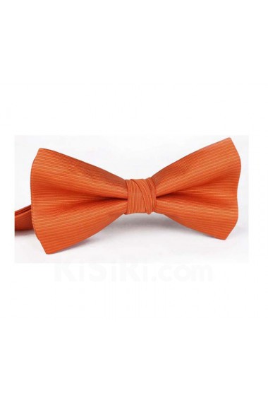 Orange Striped Polyester Butterfly Bow Tie