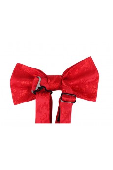Red Floral Polyester Butterfly Bow Tie