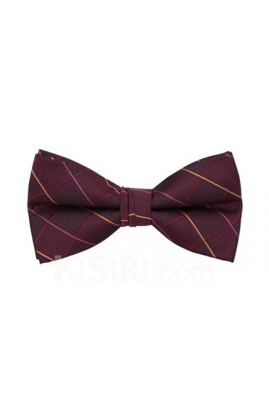 Red Plaid Polyester Butterfly Bow Tie