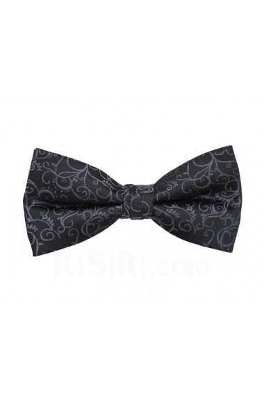 Black Floral Polyester Butterfly Bow Tie