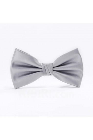 Gray Solid Microfiber Butterfly Bow Tie
