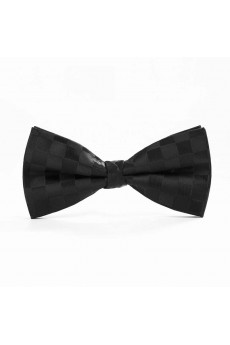 Black Checkered Microfiber Butterfly Bow Tie