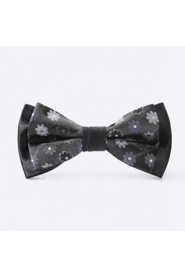 Black Floral Microfiber Butterfly Bow Tie