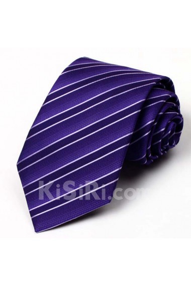 Purple Striped 100% Silk NeckTie