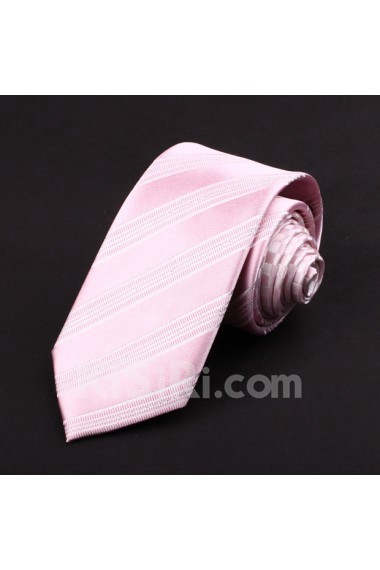 Pink Striped 100% Silk NeckTie