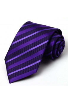 Purple Striped 100% Silk NeckTie