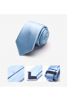 Blue Solid 100% Silk NeckTie