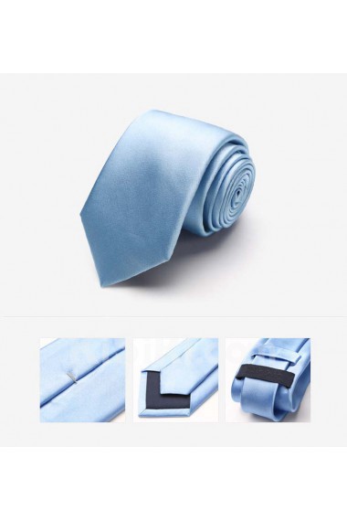 Blue Solid 100% Silk NeckTie