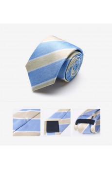 Blue Striped 100% Silk NeckTie