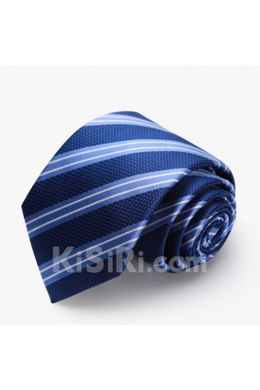 Blue Striped 100% Silk NeckTie