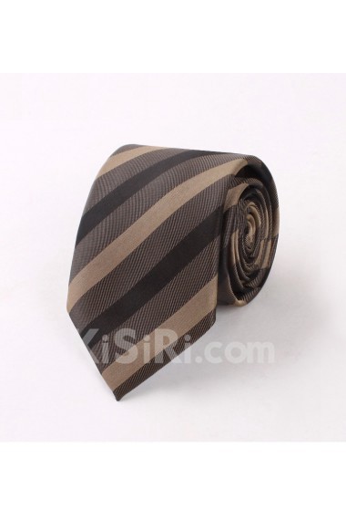 Brown Striped Polyester NeckTie