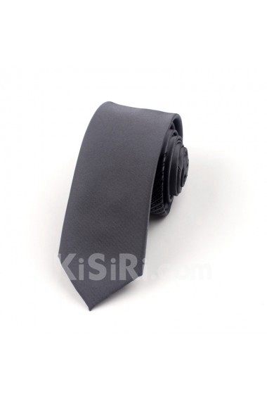 Gray Solid Polyester NeckTie