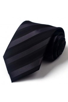 Black Striped Polyester NeckTie