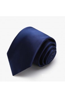 Blue Solid Polyester NeckTie