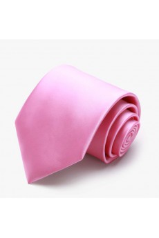 Pink Solid Polyester NeckTie